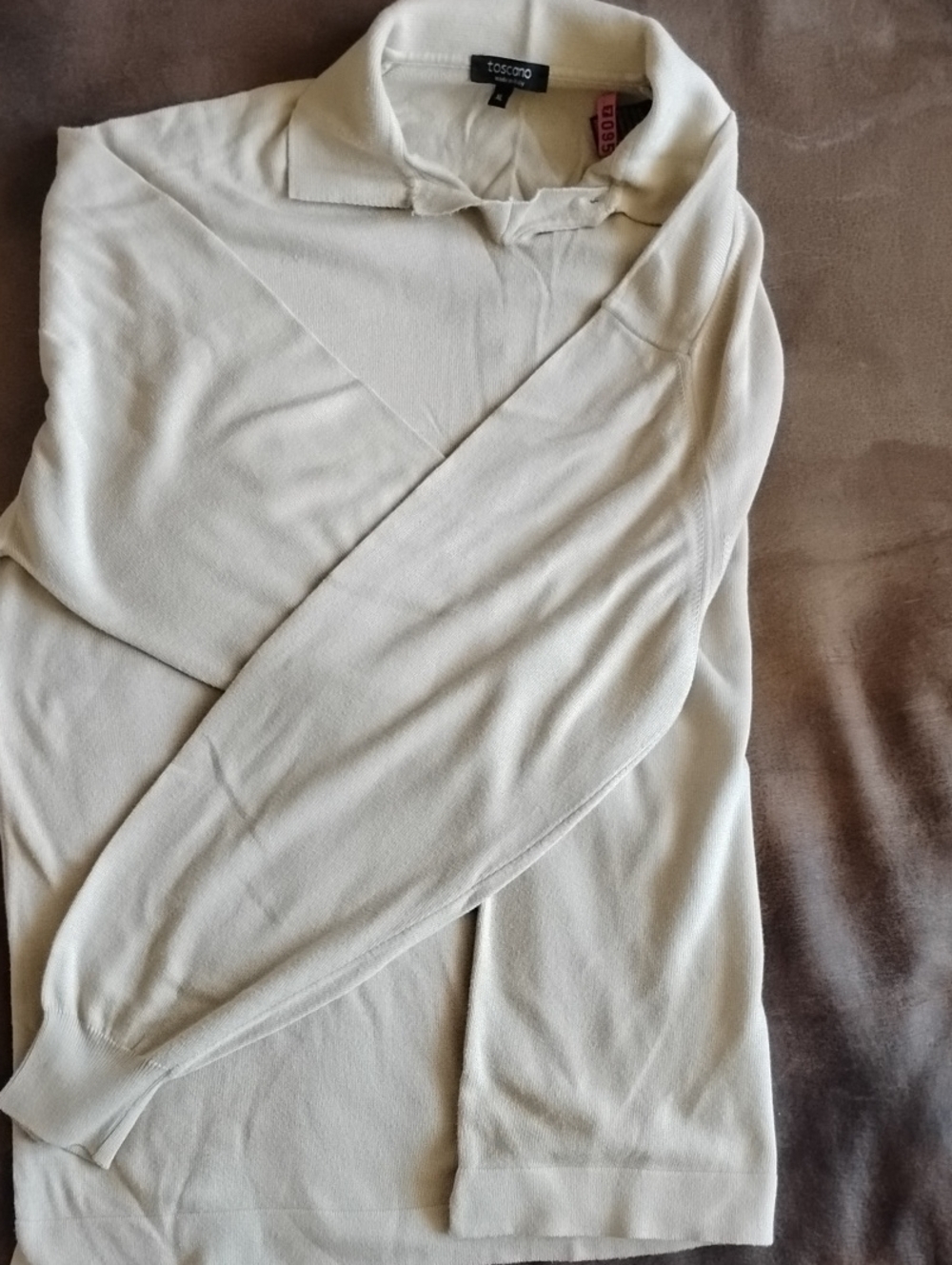 Toscano Men's Cream Polo Collar Sweater